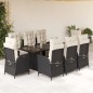 vidaXL Set de comedor de jardín 9 pzas y cojines ratán sintético negro vidaXL Set de comedor de jardín 9 pzas y cojines ratán sintético negro