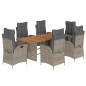 vidaXL Set comedor jardín 7 pzas y cojines ratán sintético gris vidaXL Set comedor jardín 7 pzas y cojines ratán sintético gris