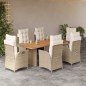 vidaXL Set comedor de jardín 7 pzas con cojines ratán sintético beige