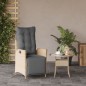 vidaXL Sillón reclinable de jardín con reposapiés ratán PE beige mixto vidaXL Sillón reclinable de jardín con reposapiés ratán PE beige mixto