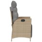 vidaXL Sillón reclinable de jardín con reposapiés ratán PE beige mixto vidaXL Sillón reclinable de jardín con reposapiés ratán PE beige mixto