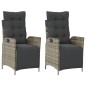 vidaXL Sillones reclinables jardín con reposapiés 2 uds ratán PE gris vidaXL Sillones reclinables jardín con reposapiés 2 uds ratán PE gris