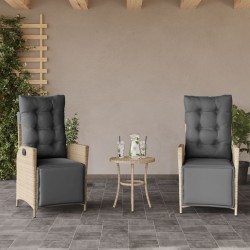 vidaXL Sillón reclinable jardín reposapiés 2 uds ratán PE beige mezcla