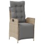 vidaXL Sillón reclinable jardín reposapiés 2 uds ratán PE beige mezcla vidaXL Sillón reclinable jardín reposapiés 2 uds ratán PE beige mezcla