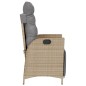 vidaXL Sillón reclinable jardín reposapiés 2 uds ratán PE beige mezcla vidaXL Sillón reclinable jardín reposapiés 2 uds ratán PE beige mezcla