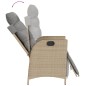 vidaXL Sillón reclinable jardín reposapiés 2 uds ratán PE beige mezcla vidaXL Sillón reclinable jardín reposapiés 2 uds ratán PE beige mezcla