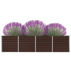 vidaXL Jardinera elevada de acero galvanizado marrón 320x40x77 cm
