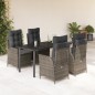 vidaXL Set comedor de jardín 5 piezas con cojines ratán sintético gris vidaXL Set comedor de jardín 5 piezas con cojines ratán sintético gris