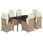 vidaXL Set comedor de jardín 7 pzas con cojines ratán sintético beige vidaXL Set comedor de jardín 7 pzas con cojines ratán sintético beige