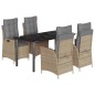 vidaXL Set comedor de jardín 5 pzas con cojines ratán sintético beige vidaXL Set comedor de jardín 5 pzas con cojines ratán sintético beige