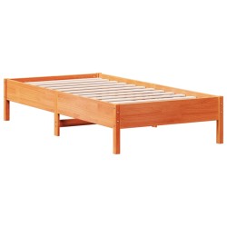 vidaXL Estructura de cama madera maciza de pino marrón cera 90x190 cm