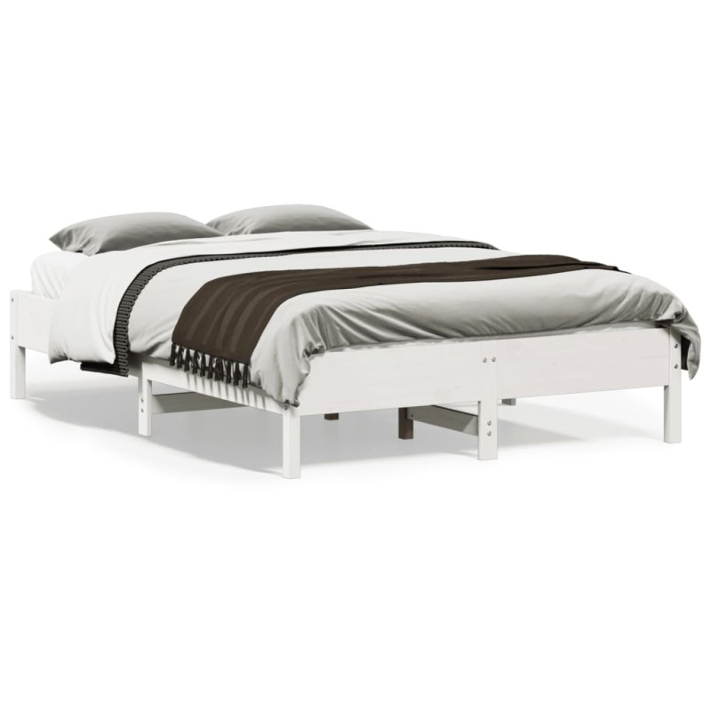 vidaXL Estructura de cama de madera maciza de pino blanco 140x190 cm vidaXL Estructura de cama de madera maciza de pino blanco 140x190 cm