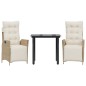 vidaXL Set comedor de jardín 3 pzas con cojines ratán sintético beige vidaXL Set comedor de jardín 3 pzas con cojines ratán sintético beige