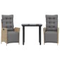 vidaXL Set comedor de jardín 3 pzas con cojines ratán sintético beige vidaXL Set comedor de jardín 3 pzas con cojines ratán sintético beige