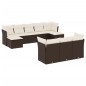 vidaXL Set de sofás de jardín 10 pzas y cojines ratán sintético marrón vidaXL Set de sofás de jardín 10 pzas y cojines ratán sintético marrón