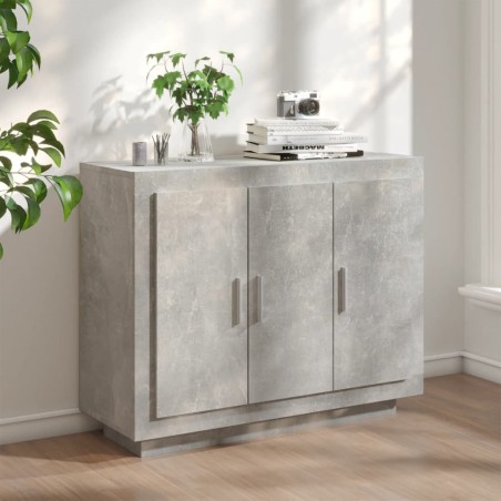 vidaXL Aparador de madera contrachapada gris hormigón 92x35x75 cm