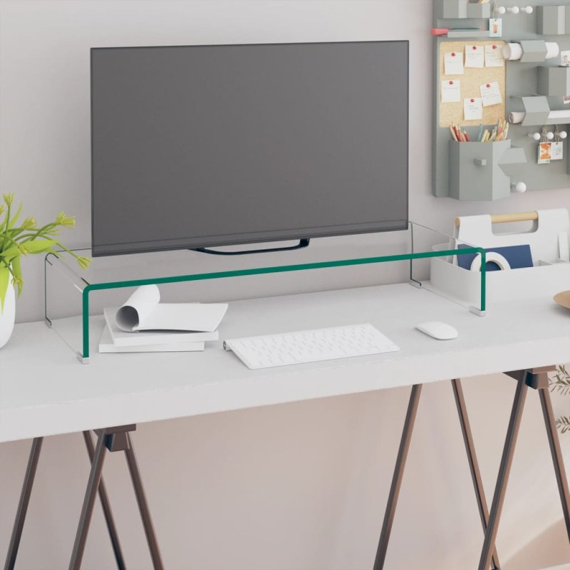 vidaXL Soporte para TV/Elevador monitor cristal claro 80x30x13 cm vidaXL Soporte para TV/Elevador monitor cristal claro 80x30x13 cm