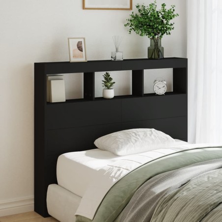 vidaXL Cabecero de cama con LED negro 120x17x102 cm