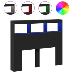 vidaXL Cabecero de cama con LED negro 120x17x102 cm