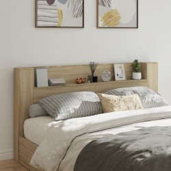 vidaXL Cabecero de cama con LED roble Sonoma 200x16,5x103,5 cm