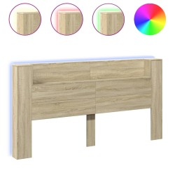 vidaXL Cabecero de cama con LED roble Sonoma 200x16,5x103,5 cm