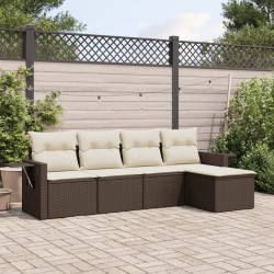 vidaXL Set comedor de jardín 5 piezas y cojines ratán sintético marrón