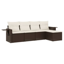 vidaXL Set comedor de jardín 5 piezas y cojines ratán sintético marrón