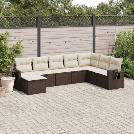 vidaXL Set sofás de jardín 8 piezas y cojines ratán sintético marrón