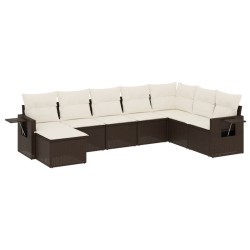 vidaXL Set sofás de jardín 8 piezas y cojines ratán sintético marrón