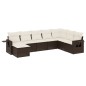 vidaXL Set sofás de jardín 8 piezas y cojines ratán sintético marrón vidaXL Set sofás de jardín 8 piezas y cojines ratán sintético marrón