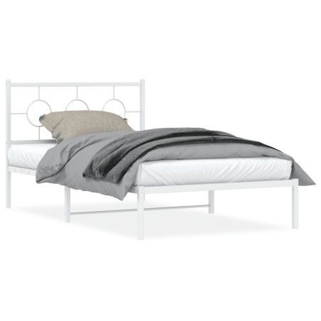 vidaXL Estructura de cama de metal con cabecero blanco 107x203 cm