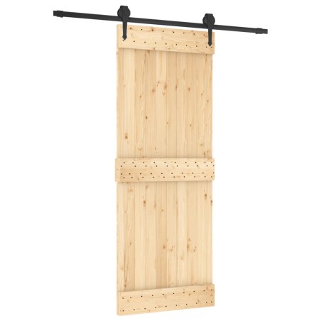 vidaXL Puerta corredera con herrajes madera maciza de pino 80x210 cm