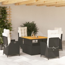vidaXL Set de muebles jardín 5 pzas con cojines ratán sintético negro