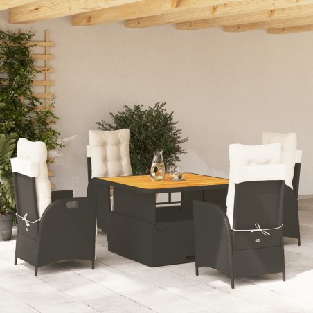 vidaXL Set de muebles jardín 5 pzas con cojines ratán sintético negro