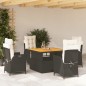 vidaXL Set de muebles jardín 5 pzas con cojines ratán sintético negro