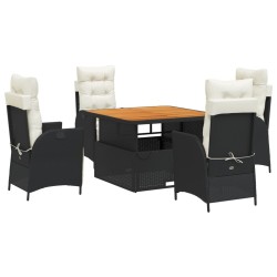 vidaXL Set de muebles jardín 5 pzas con cojines ratán sintético negro