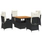 vidaXL Set de muebles jardín 5 pzas con cojines ratán sintético negro