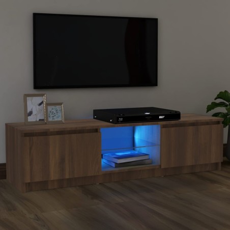 vidaXL Mueble de TV con luces LED marrón roble 120x30x35,5 cm
