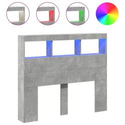 vidaXL Cabecero de cama con luz LED gris hormigón 100x17x102 cm