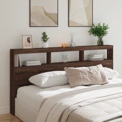 vidaXL Cabecero de cama con luz LED marrón roble 200x17x102 cm