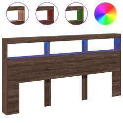vidaXL Cabecero de cama con luz LED marrón roble 200x17x102 cm