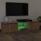 vidaXL Mueble de TV con luces LED marrón roble 120x30x35,5 cm