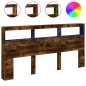 vidaXL Cabecero de cama con luz LED roble ahumado 200x17x102 cm vidaXL Cabecero de cama con luz LED roble ahumado 200x17x102 cm