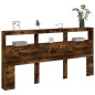 vidaXL Cabecero de cama con luz LED roble ahumado 200x17x102 cm vidaXL Cabecero de cama con luz LED roble ahumado 200x17x102 cm