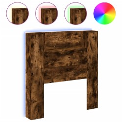 vidaXL Cabecero de cama con luz LED roble ahumado 100x16,5x103,5 cm