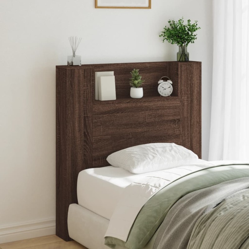 vidaXL Cabecero de cama con luz LED marrón roble 100x16,5x103,5 cm vidaXL Cabecero de cama con luz LED marrón roble 100x16,5x103,5 cm
