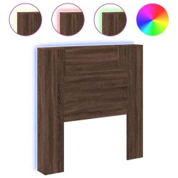 vidaXL Cabecero de cama con luz LED marrón roble 100x16,5x103,5 cm