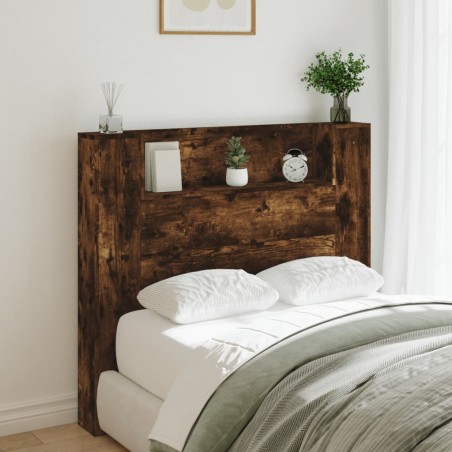 vidaXL Cabecero de cama con luz LED roble ahumado 120x16,5x103,5 cm