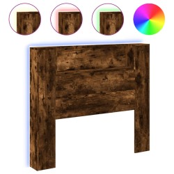 vidaXL Cabecero de cama con luz LED roble ahumado 120x16,5x103,5 cm