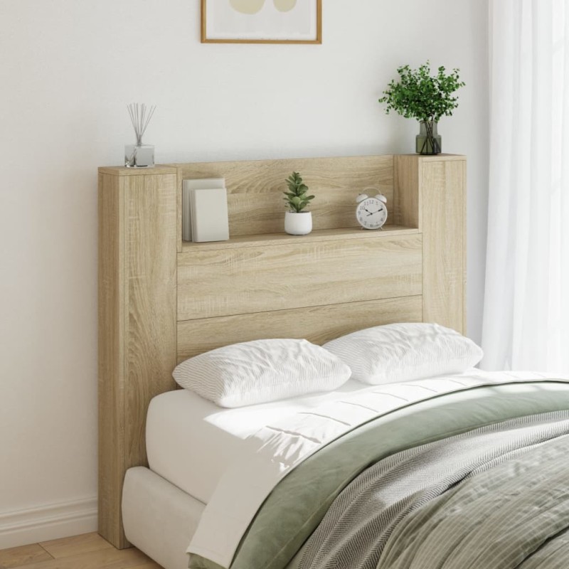vidaXL Cabecero de cama con luz LED roble Sonoma 120x16,5x103,5 cm vidaXL Cabecero de cama con luz LED roble Sonoma 120x16,5x103,5 cm